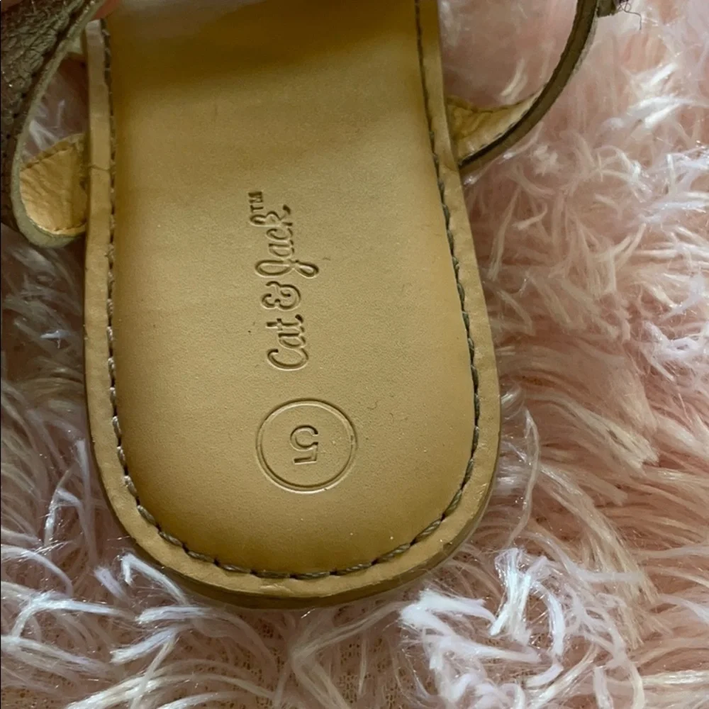 Cat & Jack Girls Gold Metallic Velcro Sandals